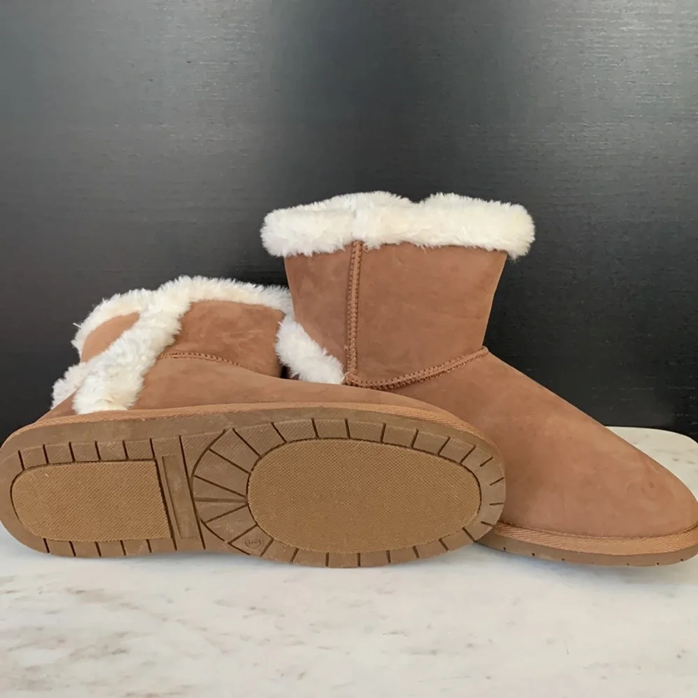 Sugar Poppy Cognac Faux Suede Ankle Boots
